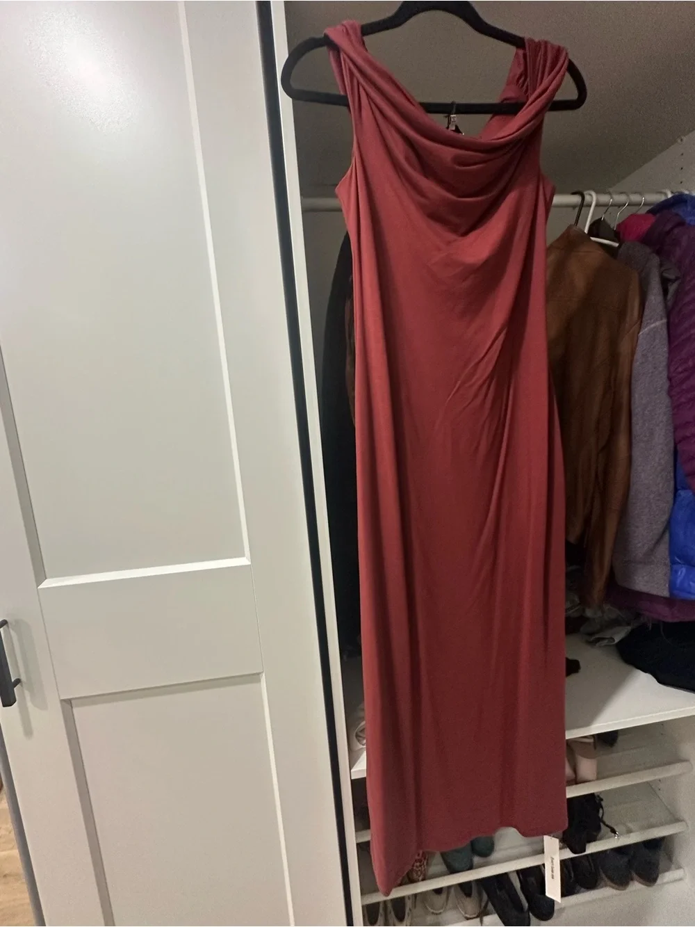 Reformation Off-the-Shoulder Burgundy Knit Midi Dress size small NWT
